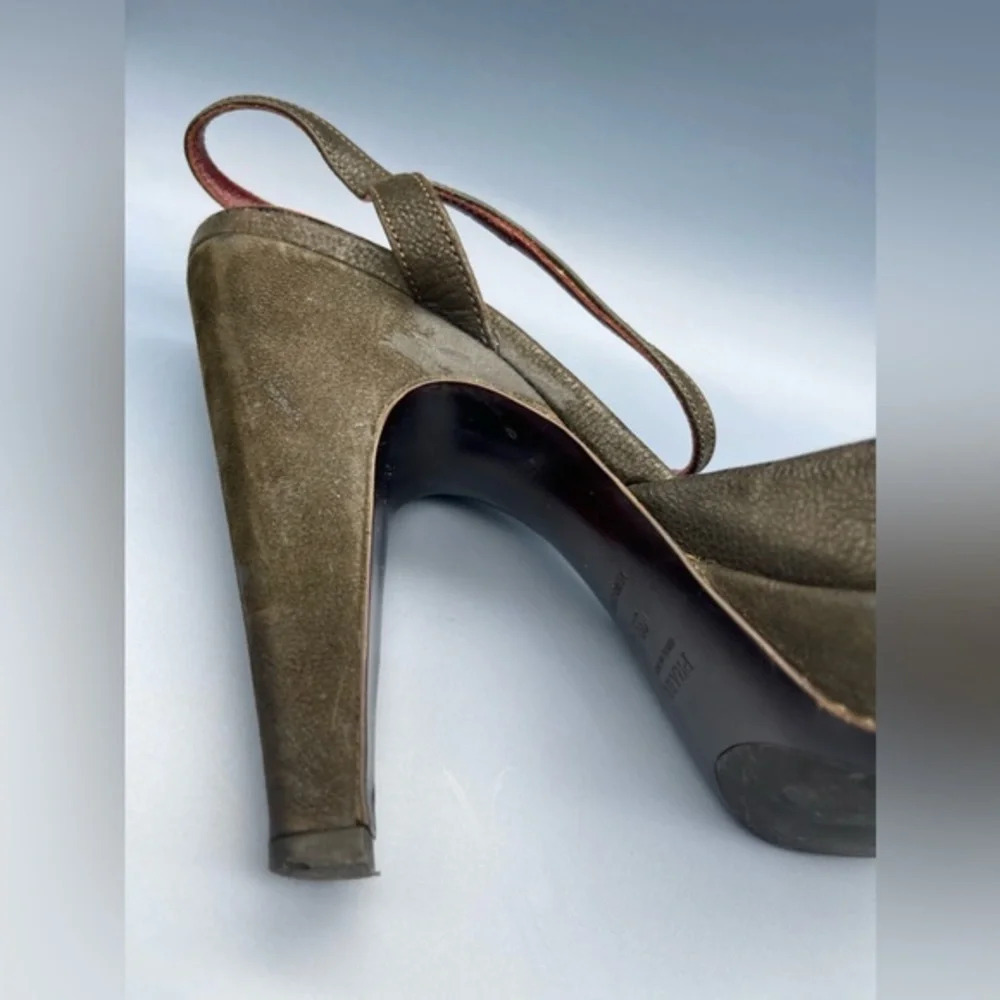 Vintage PRADA Vero Cuoio Peep Toe Embellished Pump - Picture 11 of 14